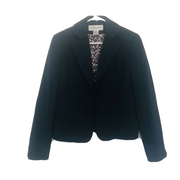 Jones New York Suit Two Button Navy With Purple Lining Women’s 6 Petite Blazer - Picture 1 of 12